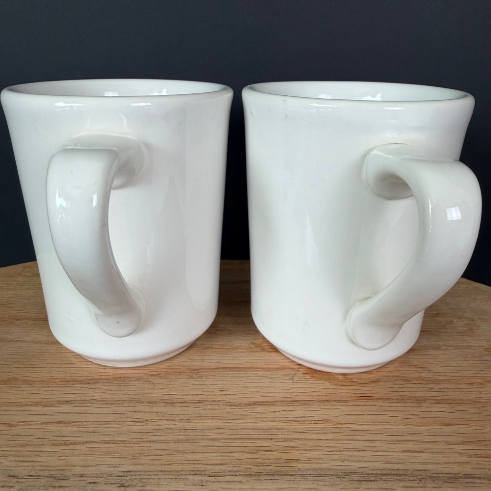 Vintage Homer Laughlin China White Diner Coffee Mugs‎ Set of 2 USA Heavy Ceramic - Picture 4 of 5